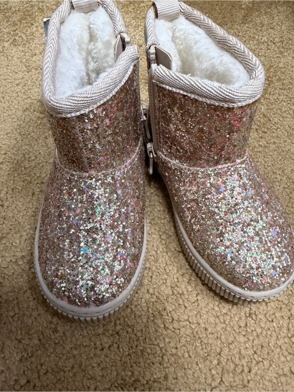 Cat & Jack Girls' Glitter Snow Boots in Rose Gold